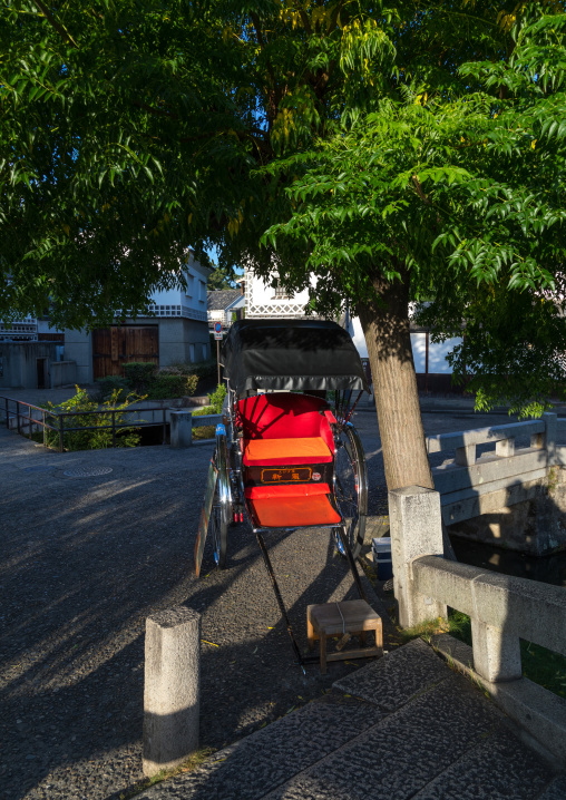 Empty rickshaw in Bikan historical quarter, Okayama Prefecture, Kurashiki, Japan