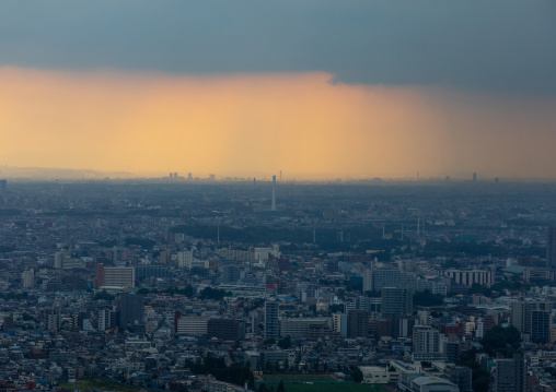 Stormy clouds over the town, Kanto region, Tokyo, Japan