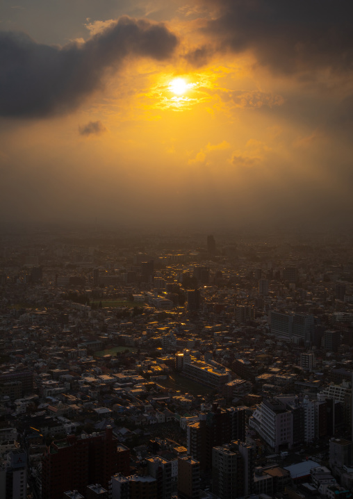 Sunset over the town, Kanto region, Tokyo, Japan