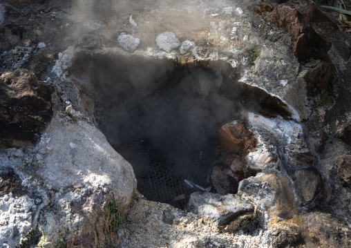 Hot spring hole in Kamado jigoku cooking pot hell, Oita Prefecture, Beppu, Japan