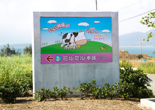 Mirumiru hompo honten ice cream factory billboard, Yaeyama Islands, Ishigaki-jima, Japan