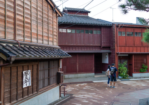 Wooden houses in Higashichaya old town, Ishikawa Prefecture, Kanazawa, Japan
