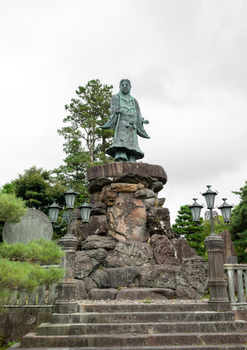 Statue of prince yamato takeru in Kenroku-en garden, Ishikawa Prefecture, Kanazawa, Japan