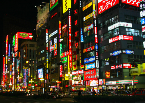 Neon lights in Shinjuku, Kanto region, Tokyo, Japan