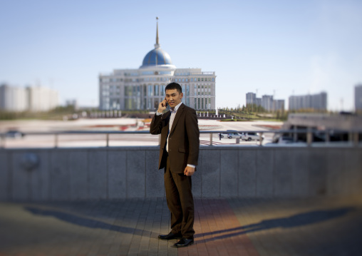 Governement Employee In Front Of Presidential Palace, Astana, Kazakhstan