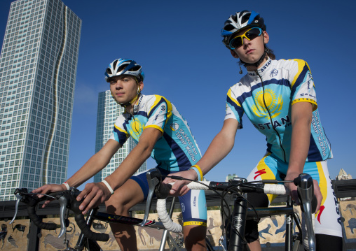 Cyclists With Astana Cycling Suits, Kazakhstan