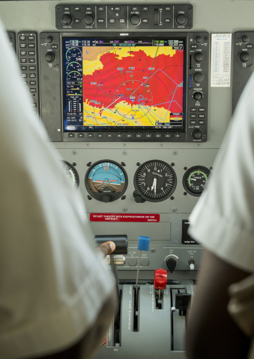 Safarilink pilots in cockpit, Nairobi county, Nairobi, Kenya