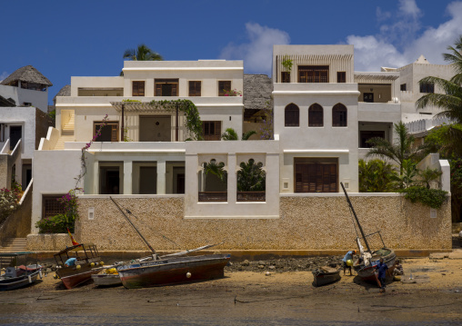 Houses, Hotels and boats on the waterfront, Lamu county, Shela, Kenya