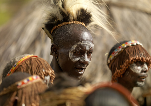 Tharaka tribe people with traditional make up and clothing, Laikipia County, Mount Kenya, Kenya