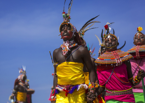 Rendille tribe men and women dancing, Turkana lake, Loiyangalani, Kenya