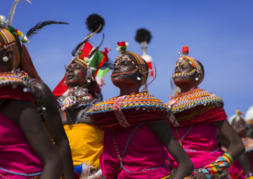 Rendille tribeswomen dancing, Turkana lake, Loiyangalani, Kenya
