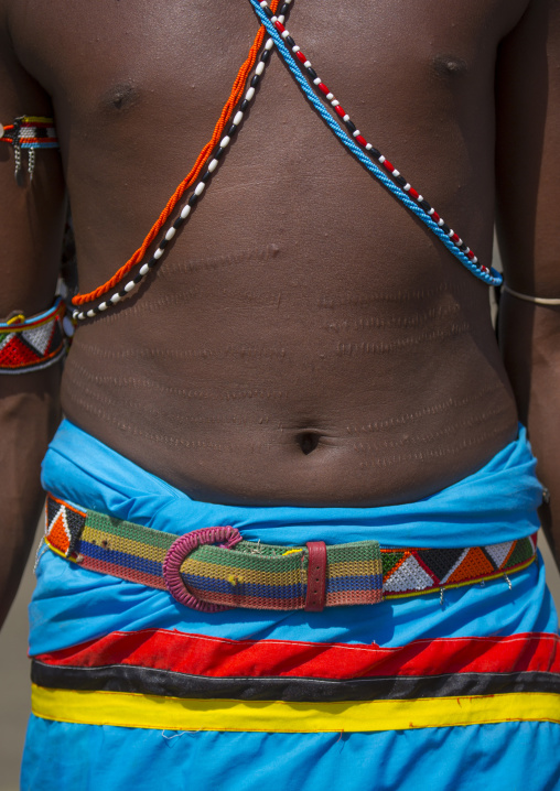 Rendille tribesman chest, Turkana lake, Loiyangalani, Kenya
