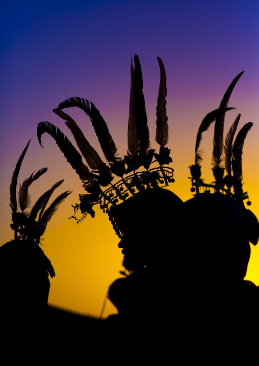 Portrait of rendille warriors wearing traditional headwears, Turkana lake, Loiyangalani, Kenya