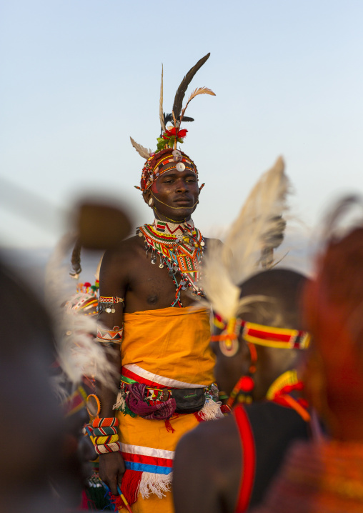 Rendille tribesman dance, Turkana lake, Loiyangalani, Kenya