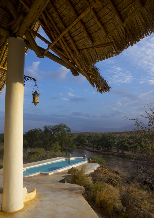 Private pool in the luxurious sasaab lodge on the banks of the uaso nyiru river, Samburu county, Samburu national reserve, Kenya