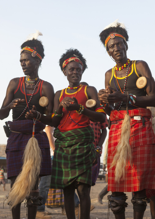 Turkana tribe men dancing, Turkana lake, Loiyangalani, Kenya