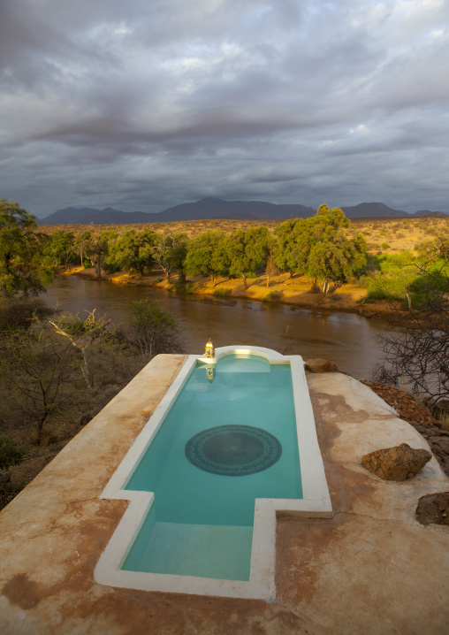 Private pool in the luxurious sasaab lodge on the banks of the uaso nyiru river, Samburu county, Samburu national reserve, Kenya