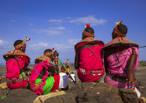 Rendille tribeswomen resting, Turkana lake, Loiyangalani, Kenya