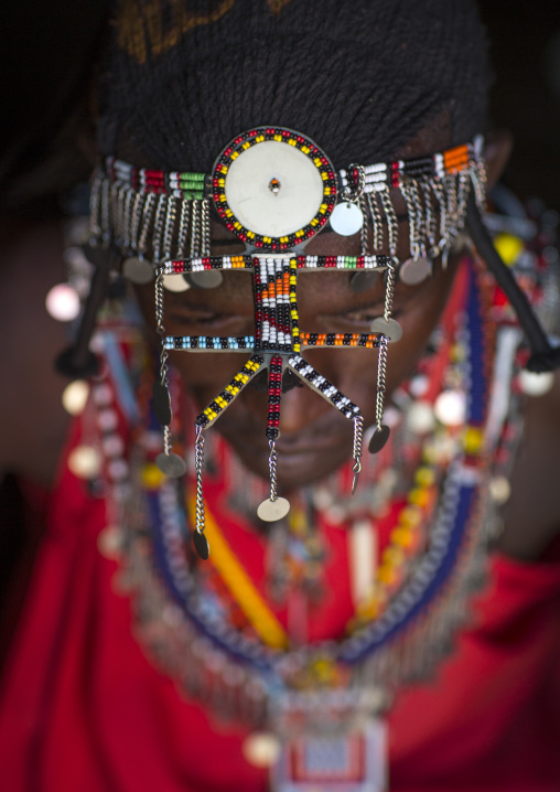 Detail of masai warrior's decoration, Nakuru county, Nakuru, Kenya