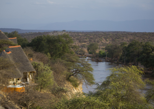 Part of the luxurious sasaab lodge on the banks of the uaso nyiru river, Samburu county, Samburu national reserve, Kenya