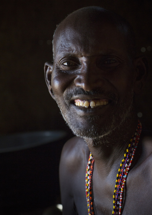 Portrait of a mature samburu tribesman, Samburu county, Samburu national reserve, Kenya