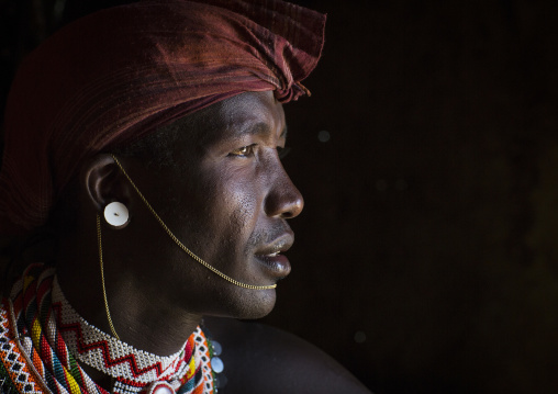 Portrait of a samburu tribesman morane, Samburu county, Samburu national reserve, Kenya