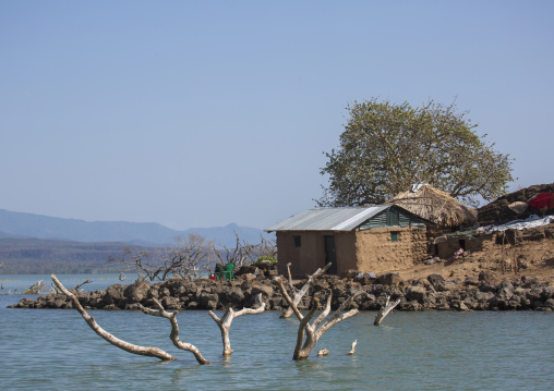 View of flooded house, Baringo county, Baringo, Kenya