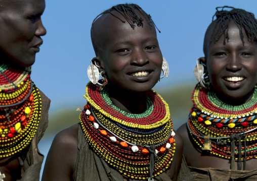 Turkana tribe women smiling, Rift Valley Province, Turkana lake, Kenya
