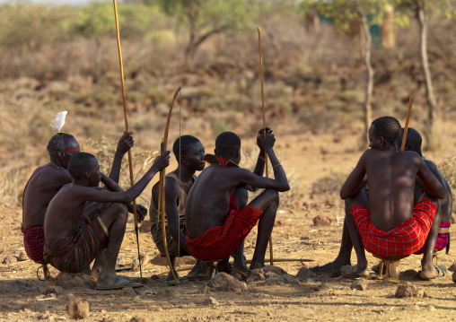 Pokot tribe men metting under a tree, Baringo County, Baringo, Kenya
