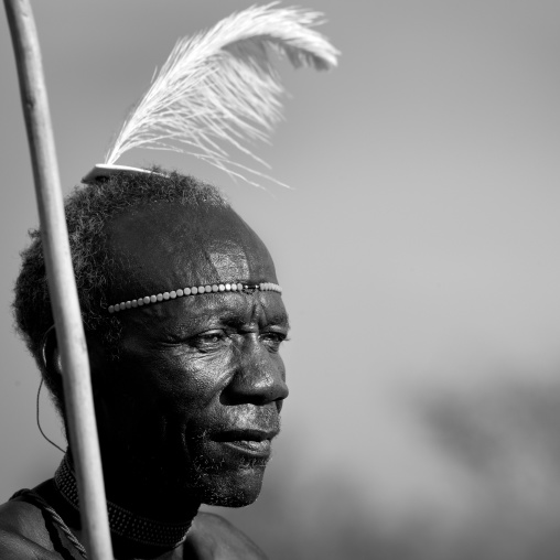 Pokot tribesman with feather on his head, Baringo county, Baringo, Kenya