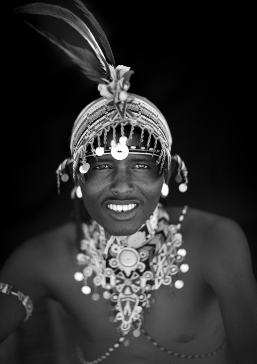 Samburu tribesman  with traditional jewellry, Samburu county, Samburu national reserve, Kenya