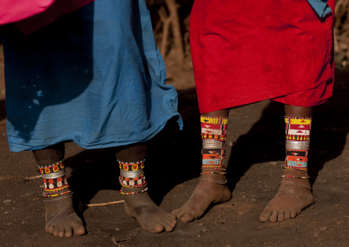 Rendille tribe women feet with beaded ankles, Marsabit County, Marsabit, Kenya
