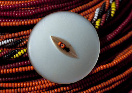 Detail of a Rendille tribe beaded necklace, Marsabit County, Marsabit, Kenya