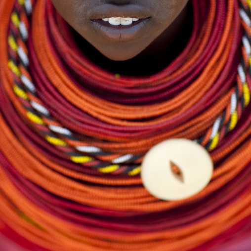 Rendille tribe woman with beaded neckalces, Marsabit County, Marsabit, Kenya