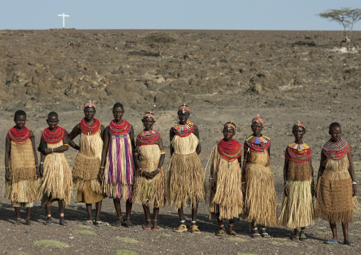 El molo tribe women with traditional clothing, Rift Valley Province, Turkana lake, Kenya