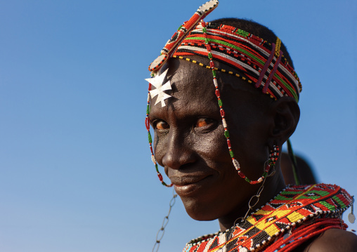 Portrait of an El Molo tribe woman, Rift Valley Province, Turkana lake, Kenya