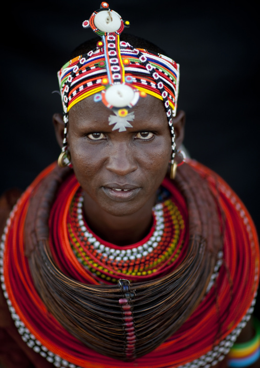 Portrait of a Rendille tribe woman, Rift Valley Province, Turkana lake, Kenya