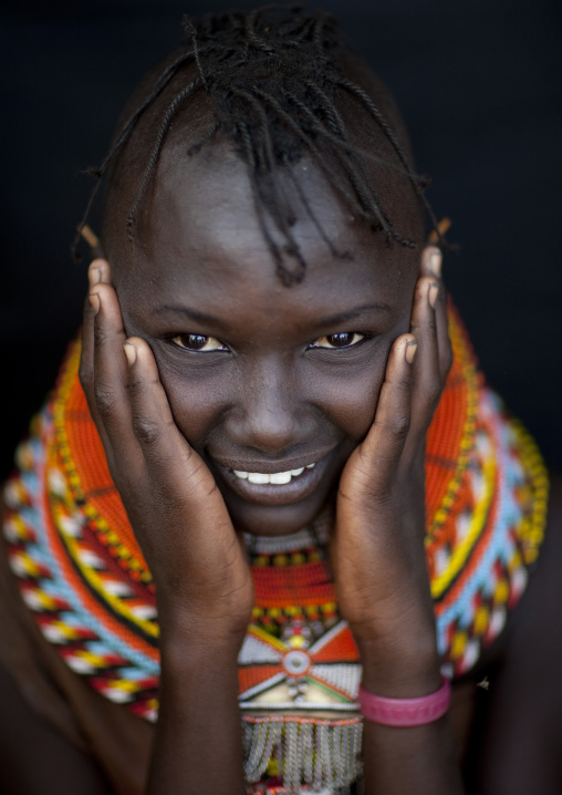Portrait of a young Turkana tribe woman, Rift Valley Province, Turkana lake, Kenya