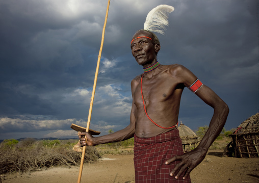 Portrait of a Pokot tribe man, Baringo County, Baringo, Kenya