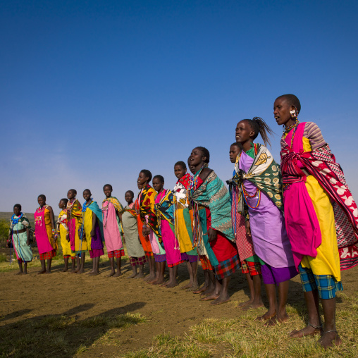 Maasai tribeswomen in traditional maasai clothing, Nakuru county, Nakuru, Kenya