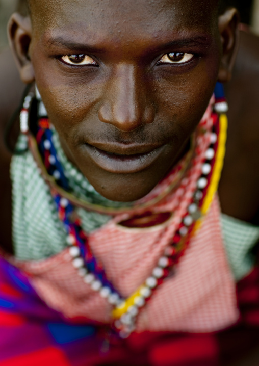 Portrait of a Maasai tribe man, Rift Valley Province, Maasai Mara, Kenya