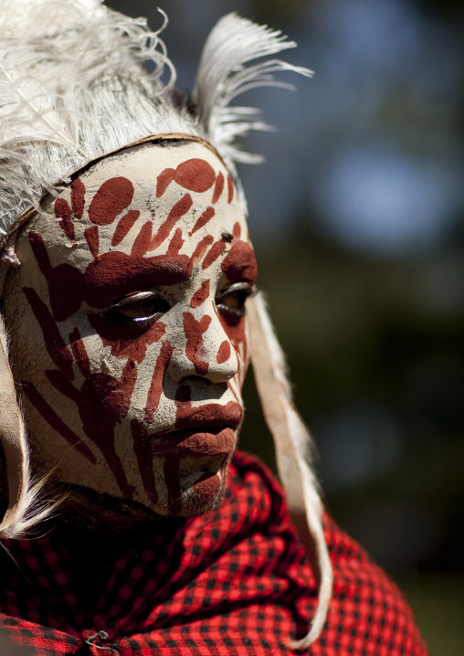 Kikuyu tribe man with facial make up, Laikipia county, Thomson falls, Kenya