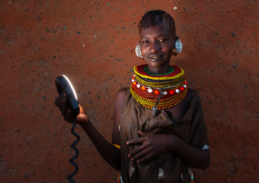 Portrait of a Turkana tribe woman, Rift Valley Province, Turkana lake, Kenya