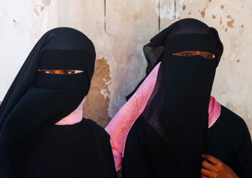 Two young women wearing hijab, Lamu County, Lamu, Kenya
