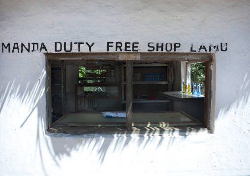 Duty free shop in airport, Lamu County, Manda island, Kenya