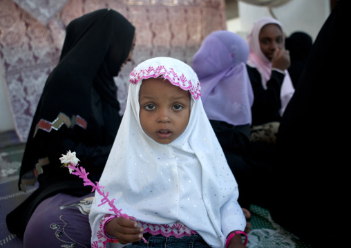 Little muslim girl during Maulid festival, Lamu County, Lamu, Kenya