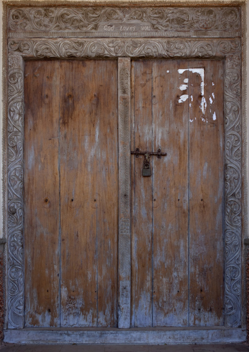 Carved wooden front door, Lamu County, Lamu, Kenya