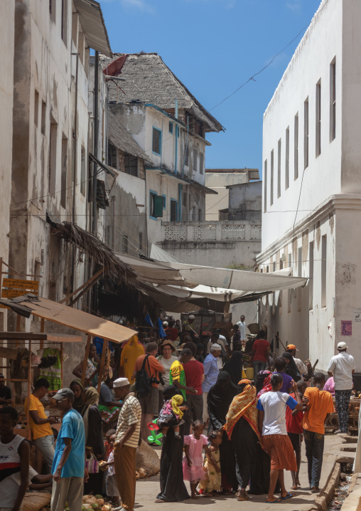 Market in the streets of the old town, Lamu County, Lamu, Kenya