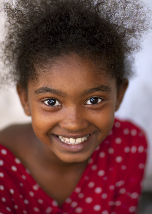 Portrait of a smiling swahili girl, Lamu County, Lamu, Kenya
