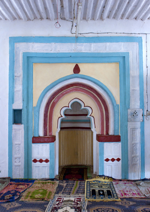The Mihrab in a colorful mosque, Lamu County, Pate Island, Kenya
